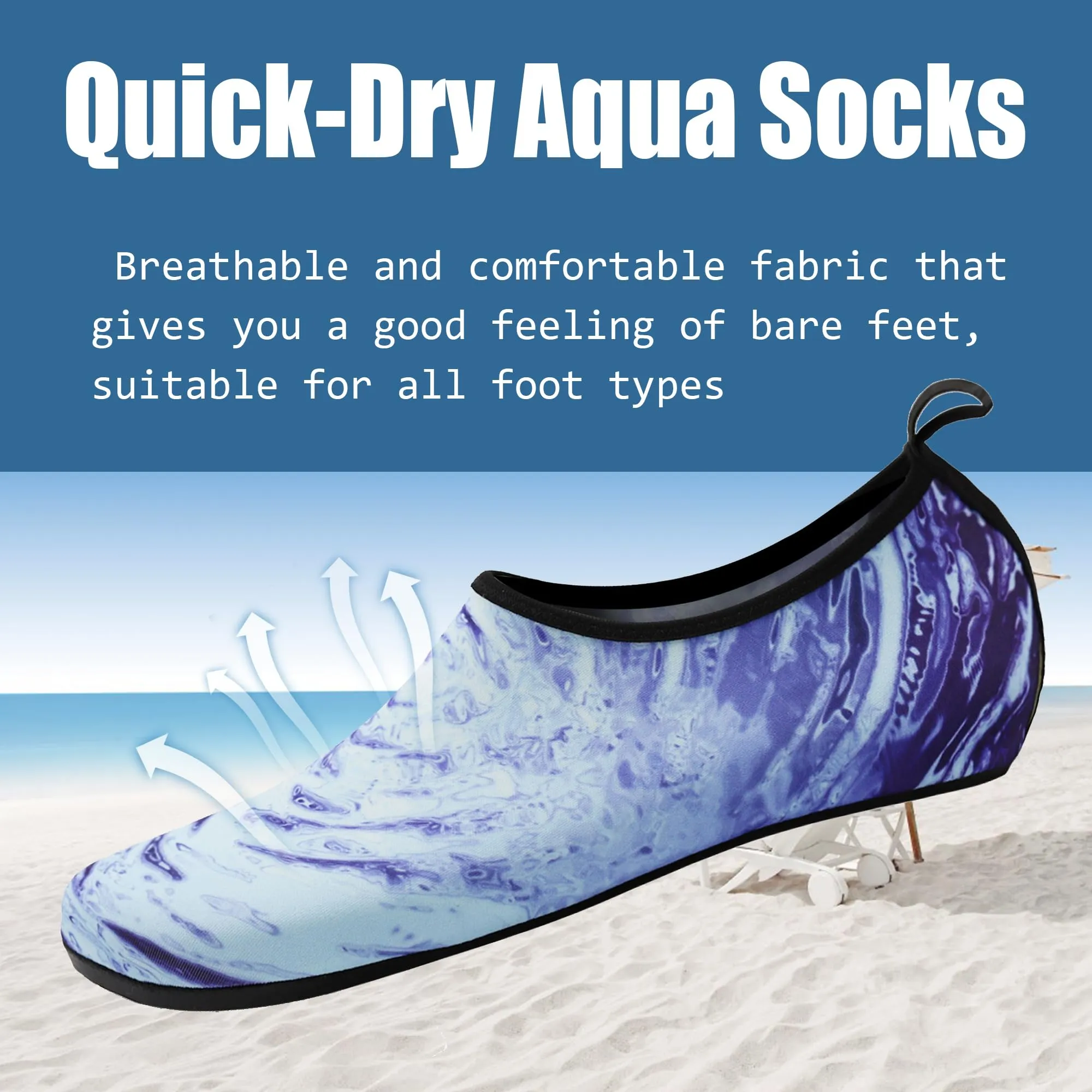 Water Shoes for Women Quick-Dry Aqua Socks Men Barefoot Shoes Swim Beach Accessories Slip-On Yoga Surf Aquatic Sports