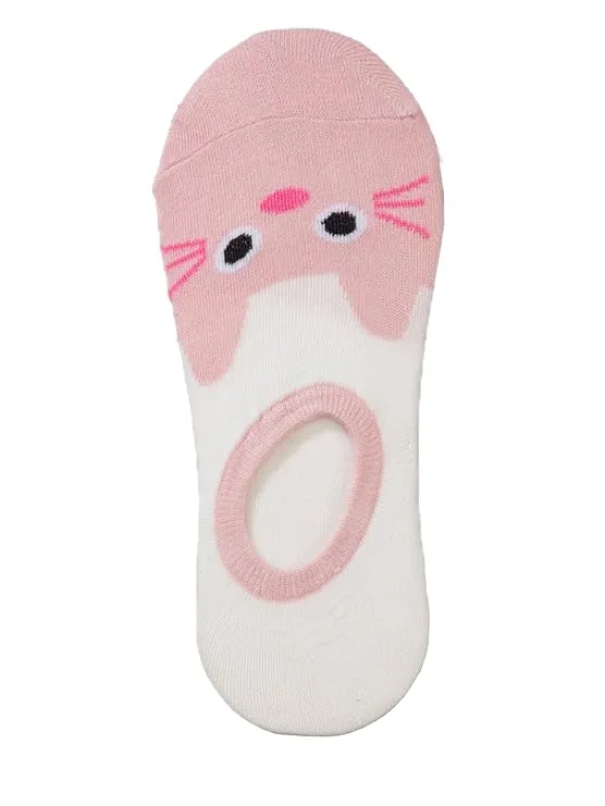 Whimsical Paws Low Cut Invisible Socks for Girls - Trio Pack in Pink, Beige, and Grey