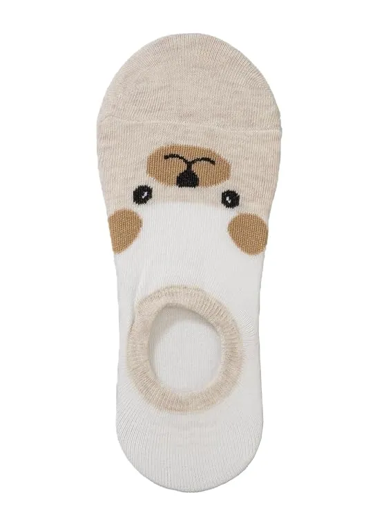 Whimsical Paws Low Cut Invisible Socks for Girls - Trio Pack in Pink, Beige, and Grey