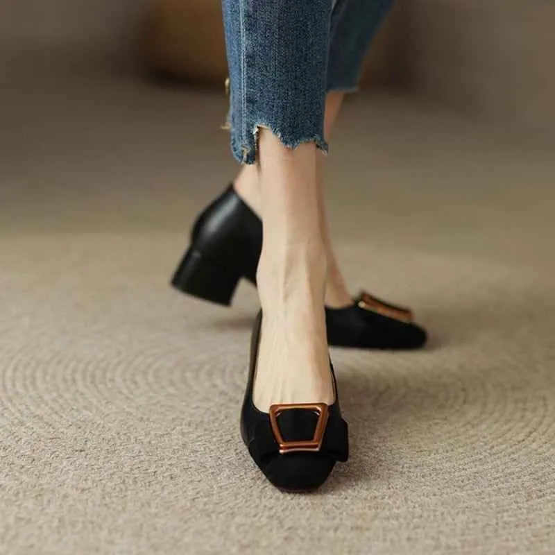 Women's Casual Shoes GCSO07 Pumps Split Leather Low Heels
