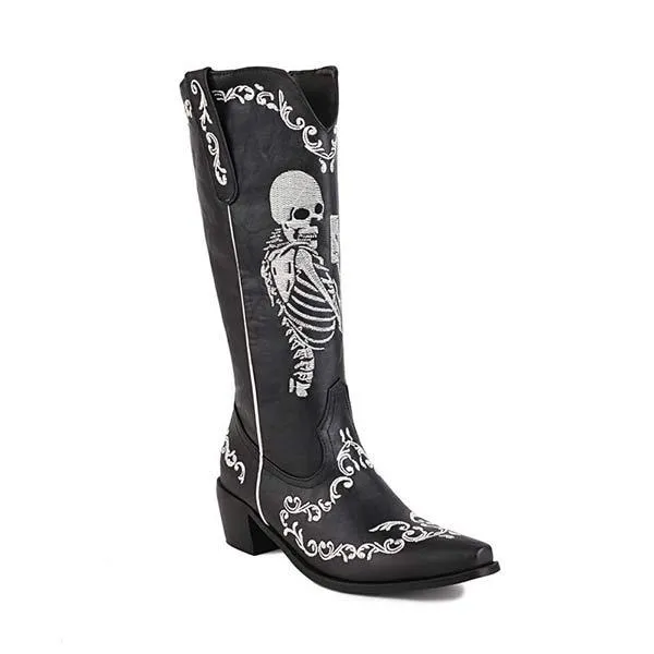 Women'S Embroidered High Block Heel Western Cowboy Boots 70475337C