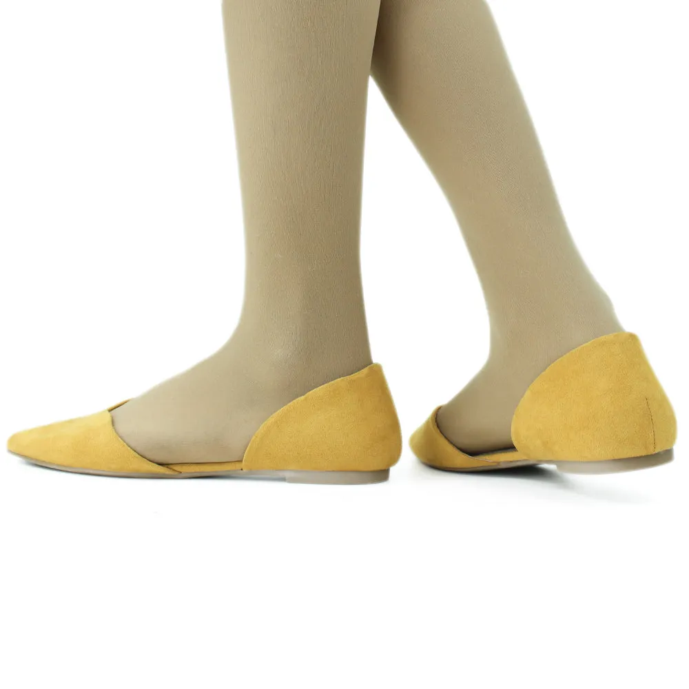 Women's Faux Suede Plain Flat,Mustard