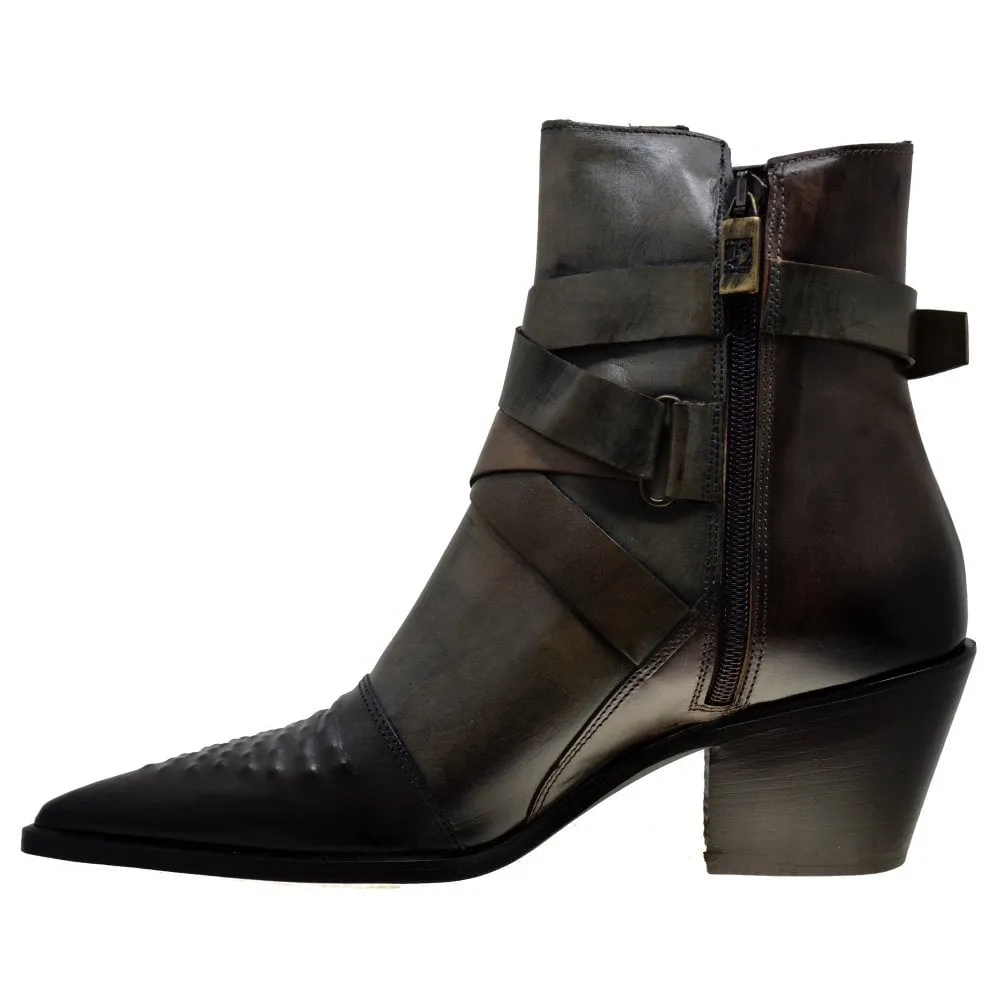 Women's Italian Shoes Jo Ghost 3738 Moscato Leather Pointed Ankle Boots last pair size 37