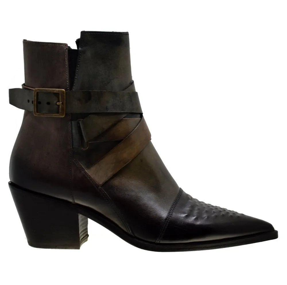 Women's Italian Shoes Jo Ghost 3738 Moscato Leather Pointed Ankle Boots last pair size 37