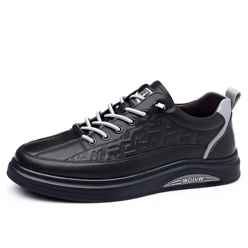 xiangtuibao Black Men Shoes  High Quality Fashion Sports Running Tennis Sneakers Rubber Sole Leather Casual Shoes for Men Free Shipping