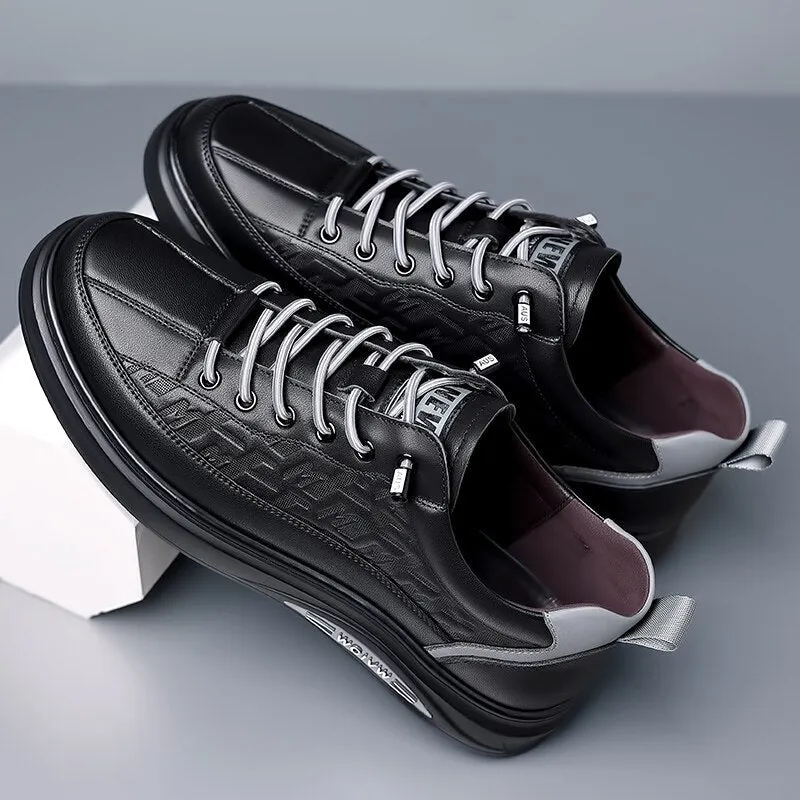 xiangtuibao Black Men Shoes  High Quality Fashion Sports Running Tennis Sneakers Rubber Sole Leather Casual Shoes for Men Free Shipping
