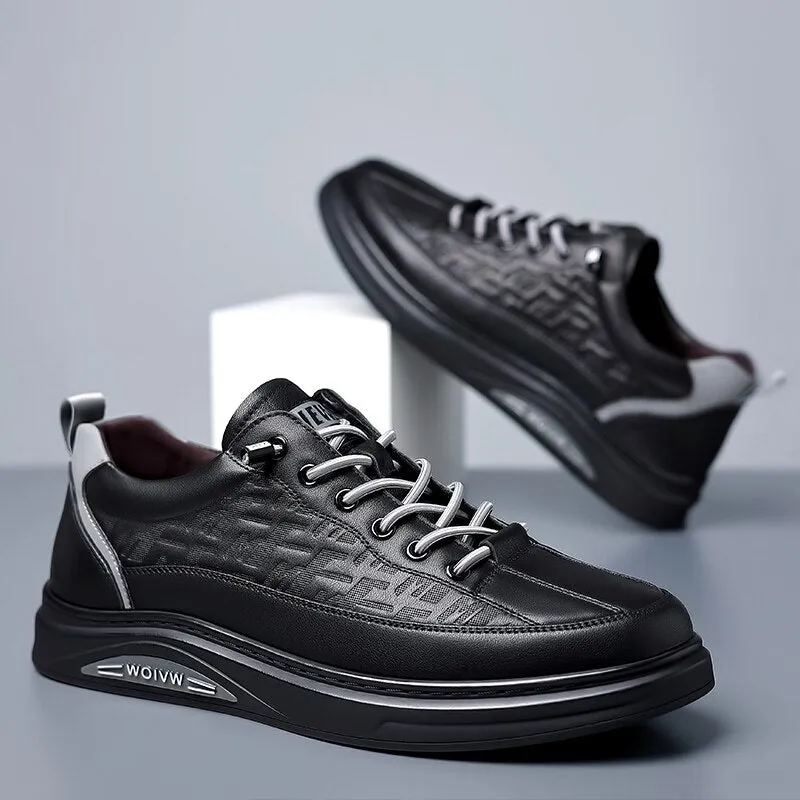 xiangtuibao Black Men Shoes  High Quality Fashion Sports Running Tennis Sneakers Rubber Sole Leather Casual Shoes for Men Free Shipping