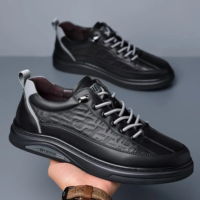 xiangtuibao Black Men Shoes  High Quality Fashion Sports Running Tennis Sneakers Rubber Sole Leather Casual Shoes for Men Free Shipping