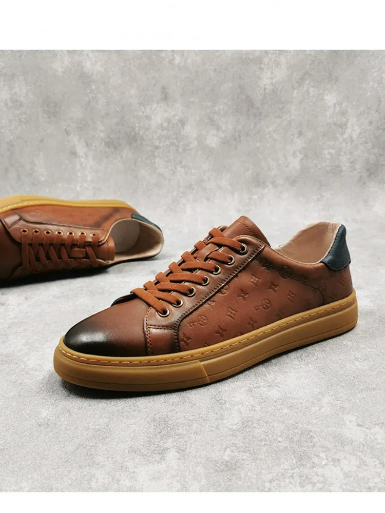 xiangtuibao  New Style Men's Casual Shoes Pure Leather Board Shoe Top Layer Cowhide White Shoes All-match Men's Shoes