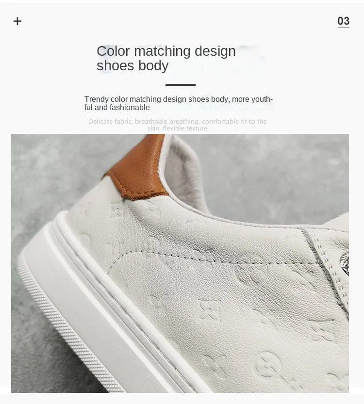 xiangtuibao  New Style Men's Casual Shoes Pure Leather Board Shoe Top Layer Cowhide White Shoes All-match Men's Shoes