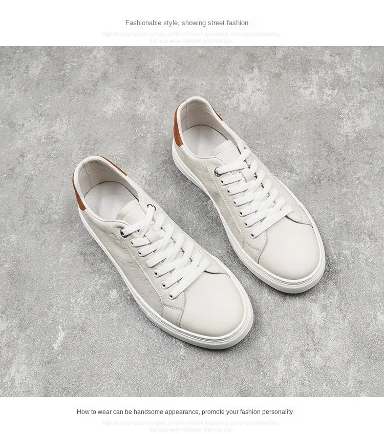 xiangtuibao  New Style Men's Casual Shoes Pure Leather Board Shoe Top Layer Cowhide White Shoes All-match Men's Shoes