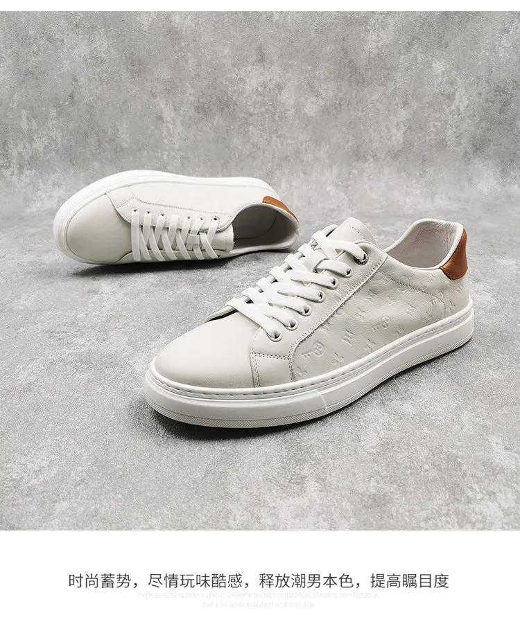 xiangtuibao  New Style Men's Casual Shoes Pure Leather Board Shoe Top Layer Cowhide White Shoes All-match Men's Shoes