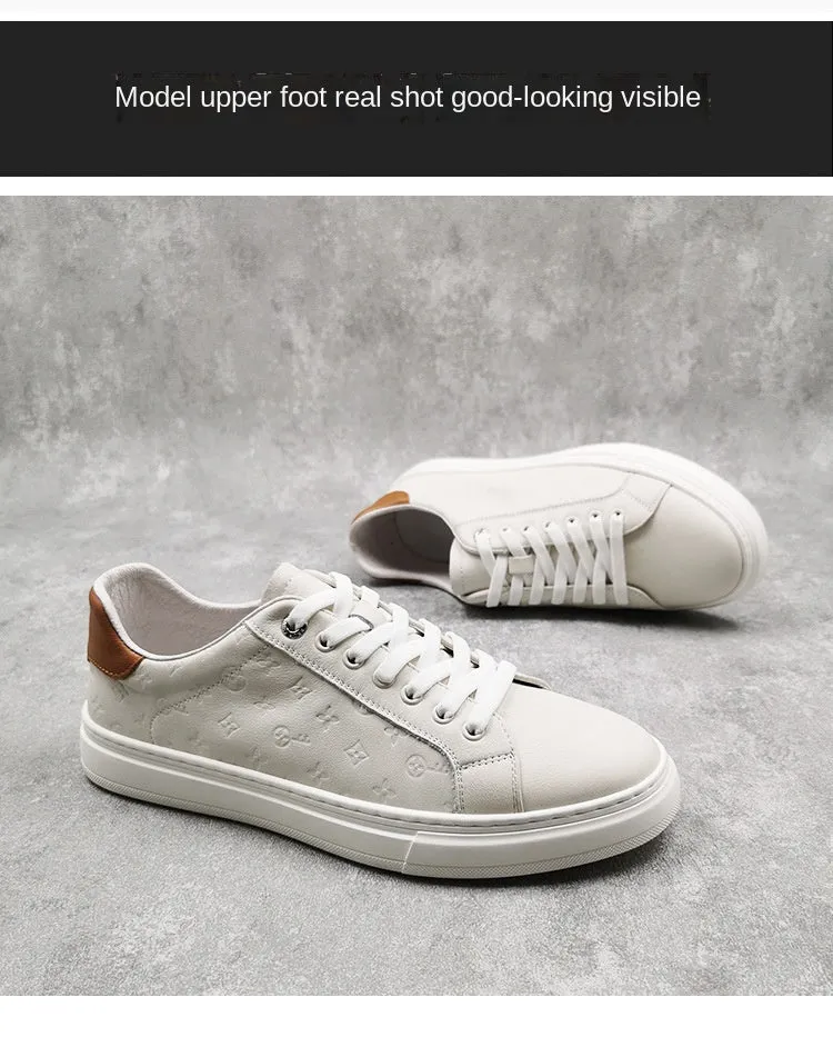 xiangtuibao  New Style Men's Casual Shoes Pure Leather Board Shoe Top Layer Cowhide White Shoes All-match Men's Shoes