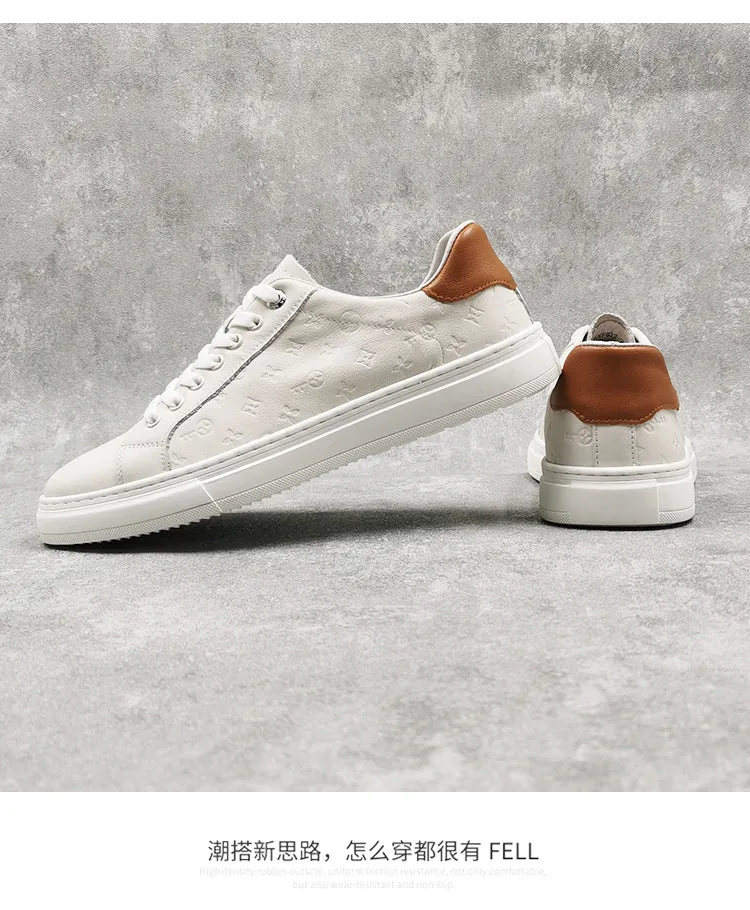 xiangtuibao  New Style Men's Casual Shoes Pure Leather Board Shoe Top Layer Cowhide White Shoes All-match Men's Shoes
